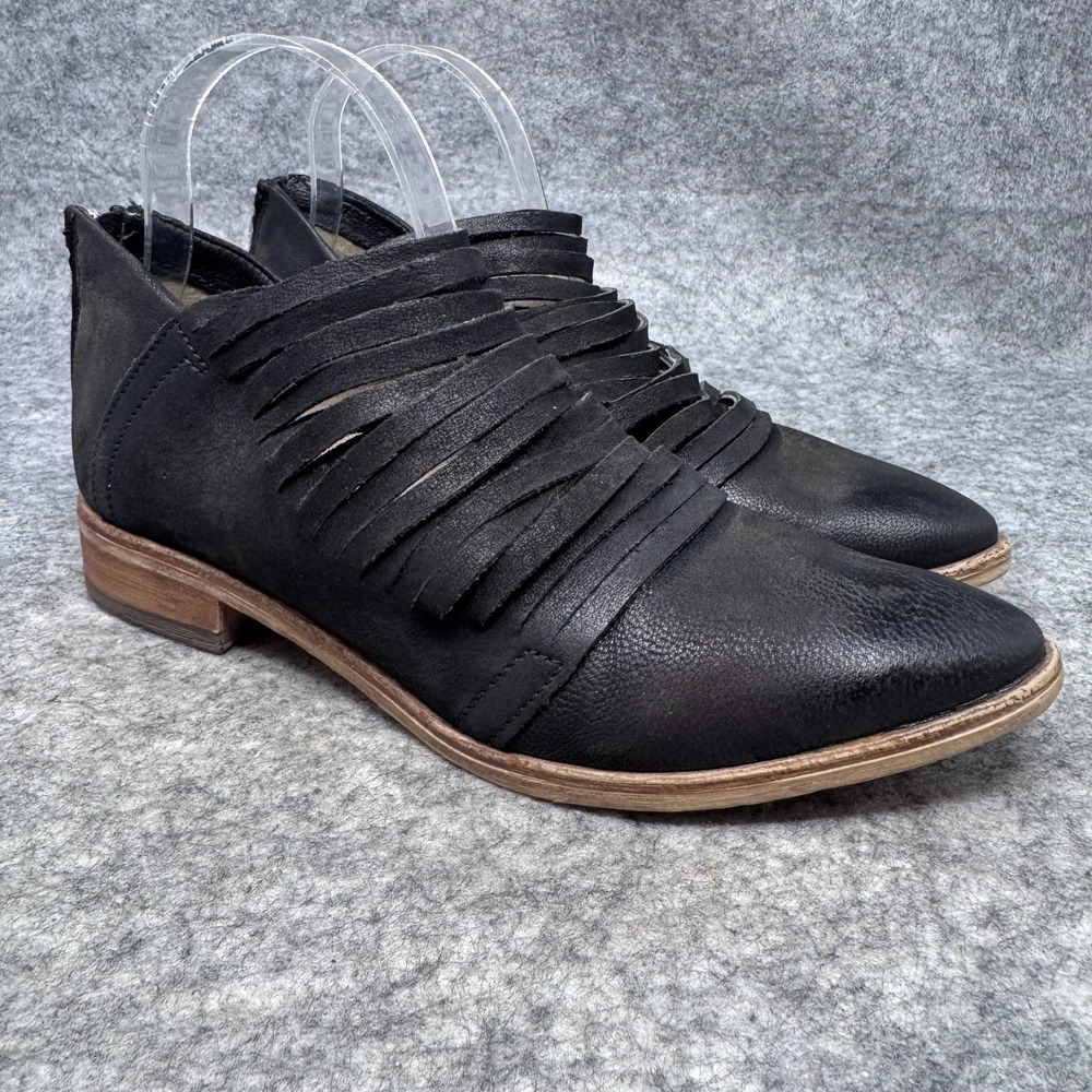 Free People Black Lost Valley Strappy Boots Sz 39 US 9 Whimsical Witchy Pointed